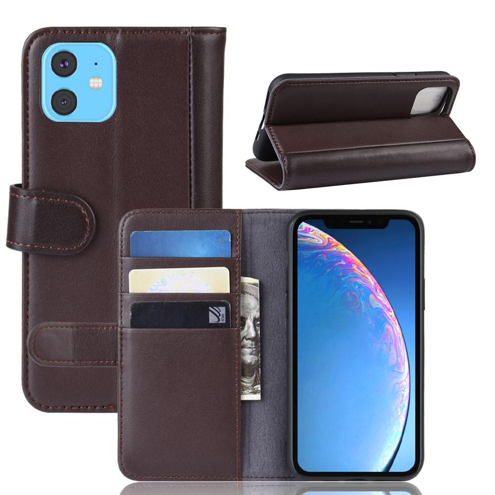 iPhone 11 Genuine Leather Wallet Case Brown