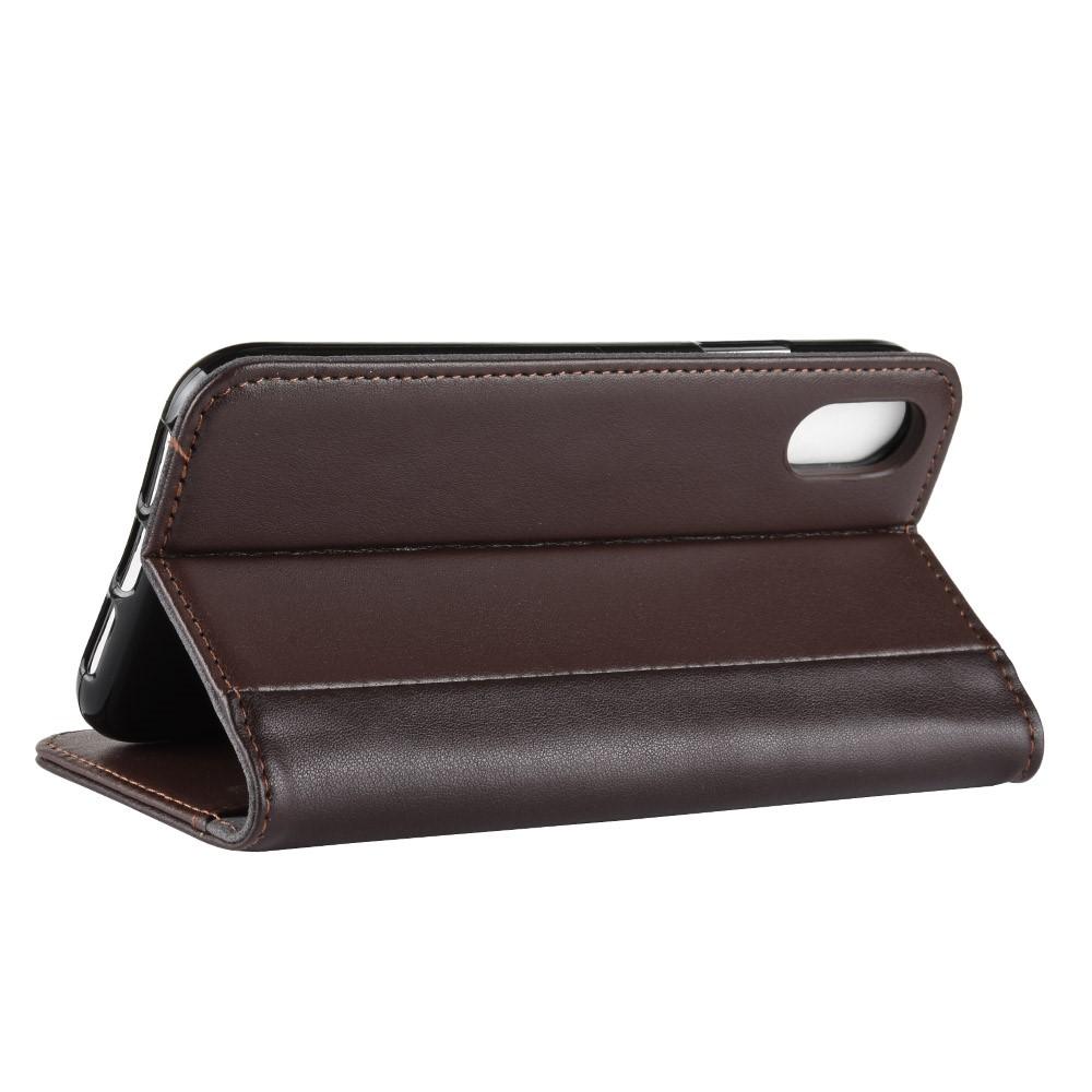 iPhone Xr Genuine Leather Wallet Case Brown