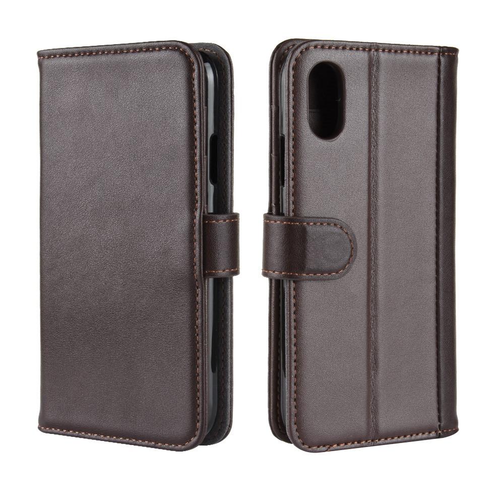 iPhone Xr Genuine Leather Wallet Case Brown