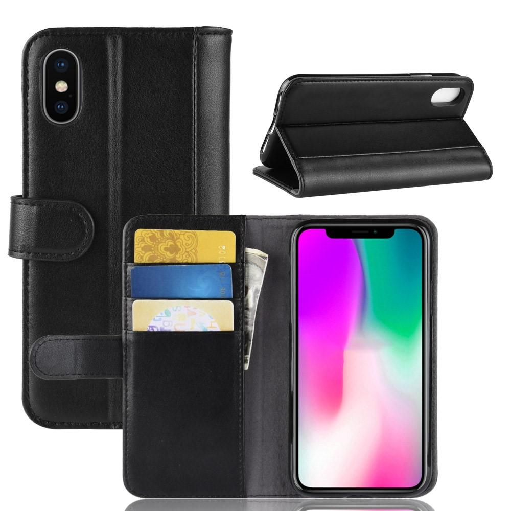 iPhone Xr Genuine Leather Wallet Case Black