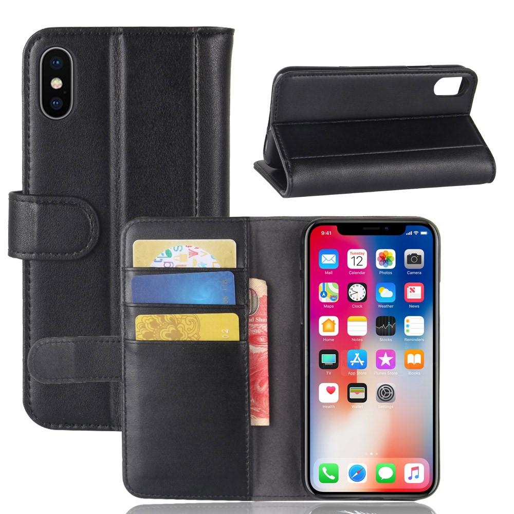 iPhone X/XS Genuine Leather Wallet Case Black