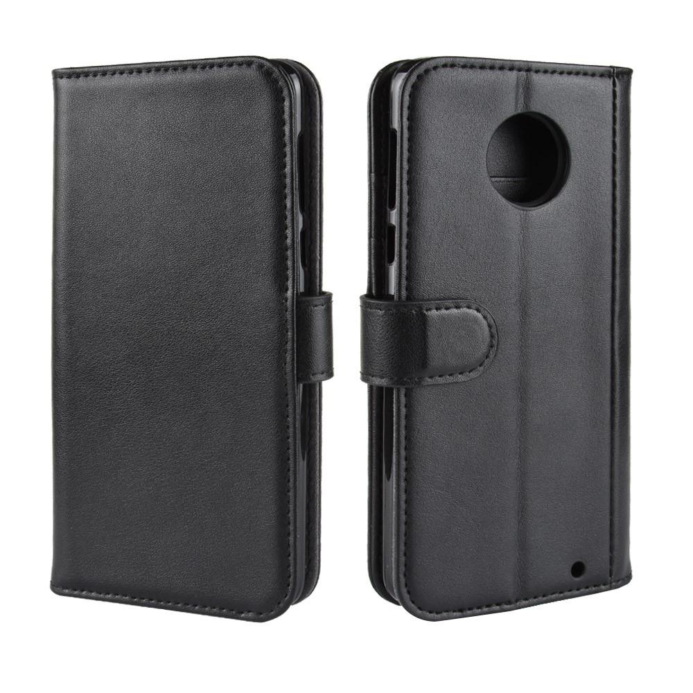 Motorola Moto G6 Plus Genuine Leather Wallet Case Black