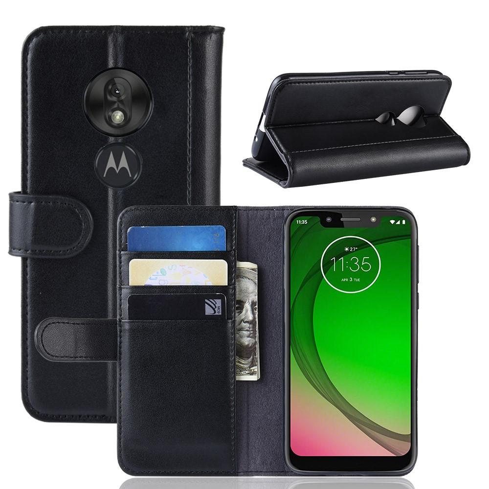 Motorola Moto G7 Play Genuine Leather Wallet Case Black