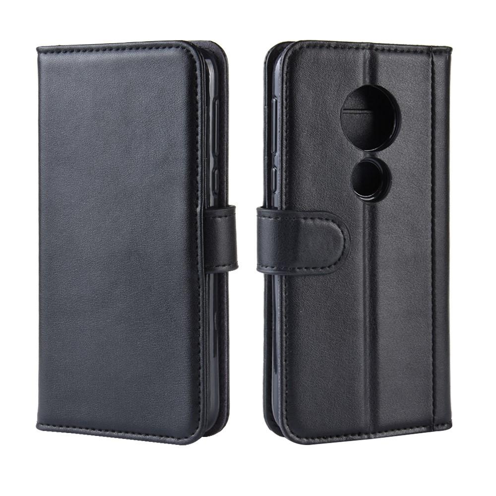 Motorola Moto G7 Play Genuine Leather Wallet Case Black