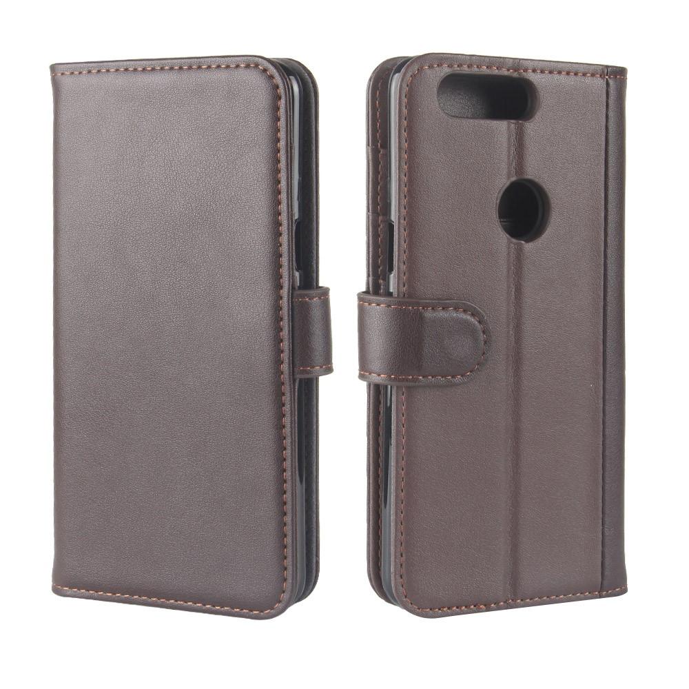 OnePlus 5T Genuine Leather Wallet Case Brown