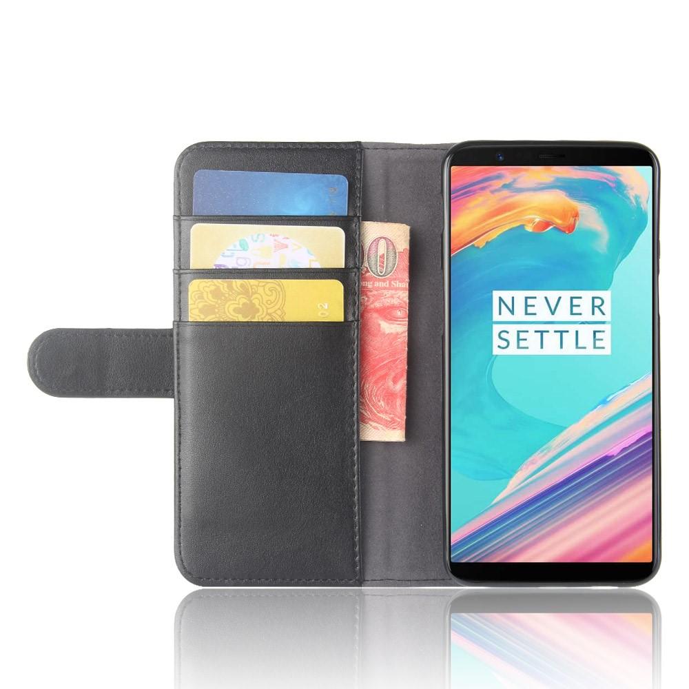 OnePlus 5T Genuine Leather Wallet Case Black
