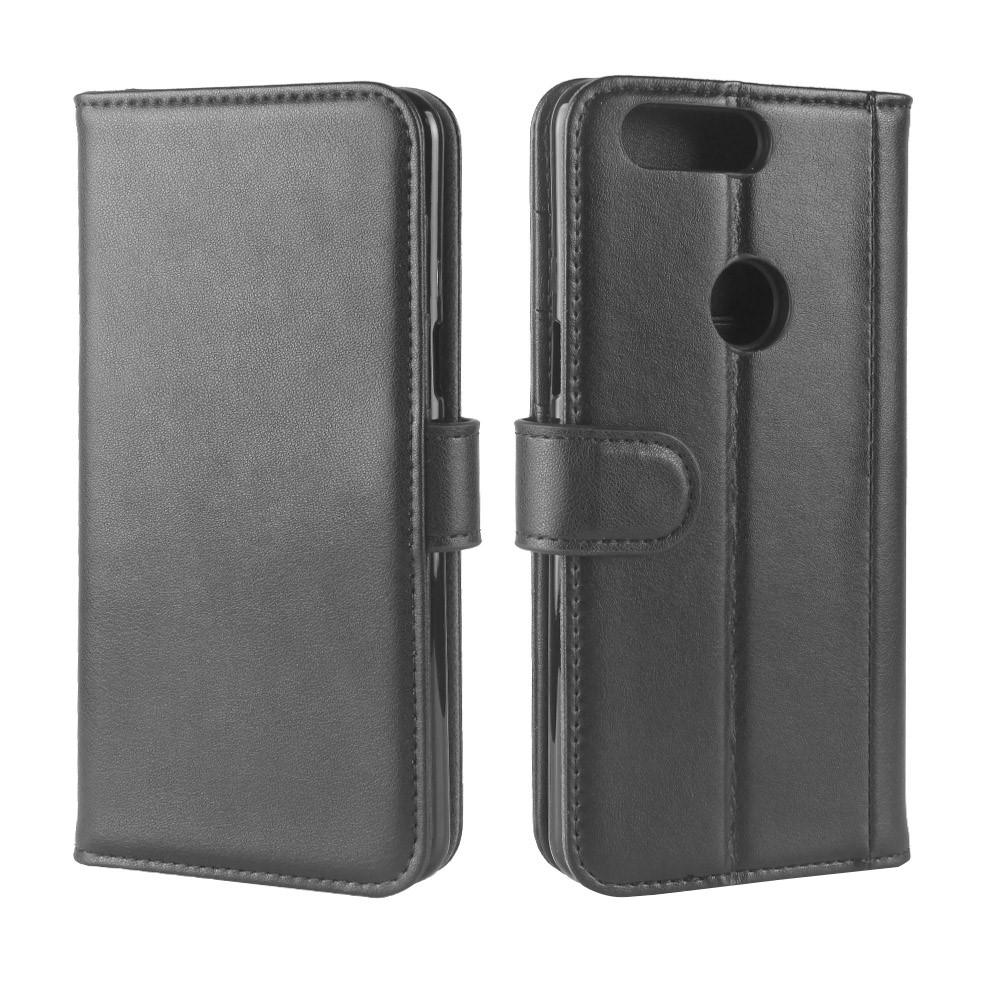 OnePlus 5T Genuine Leather Wallet Case Black