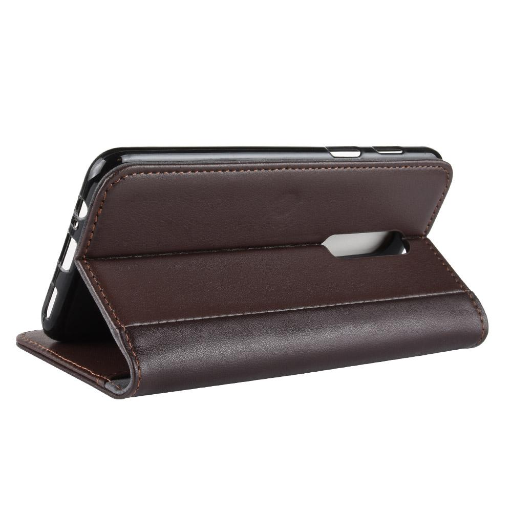  OnePlus 6 Genuine Leather Wallet Case Brown