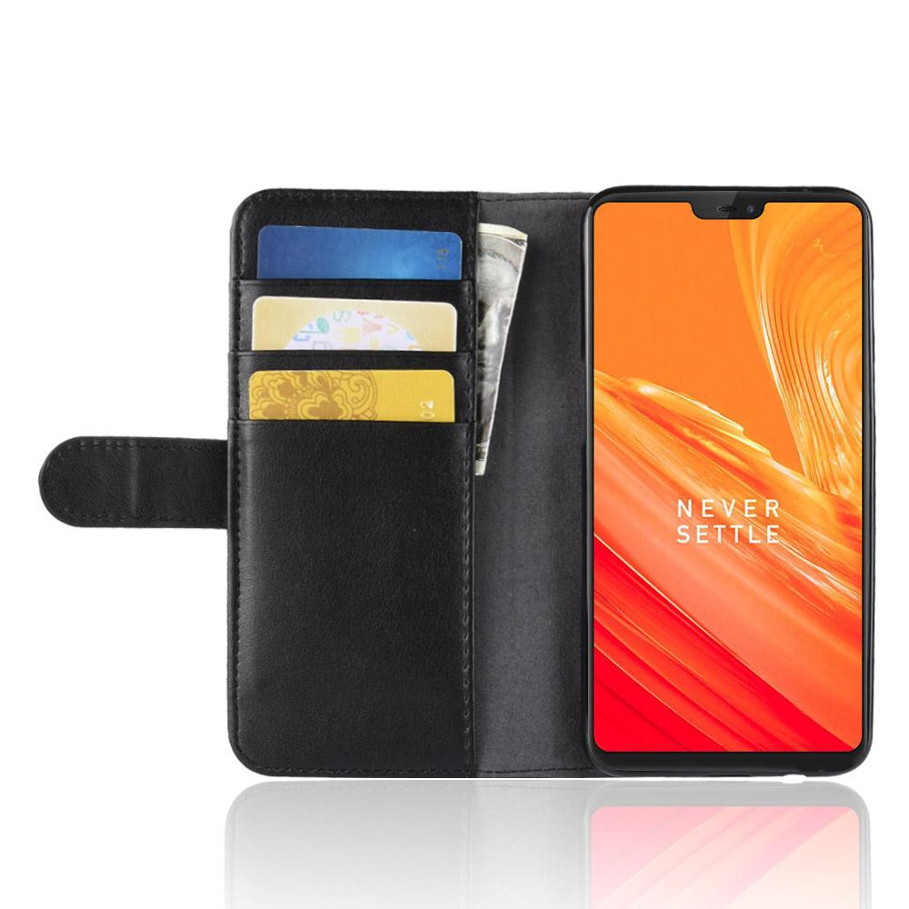 OnePlus 6 Genuine Leather Wallet Case Black