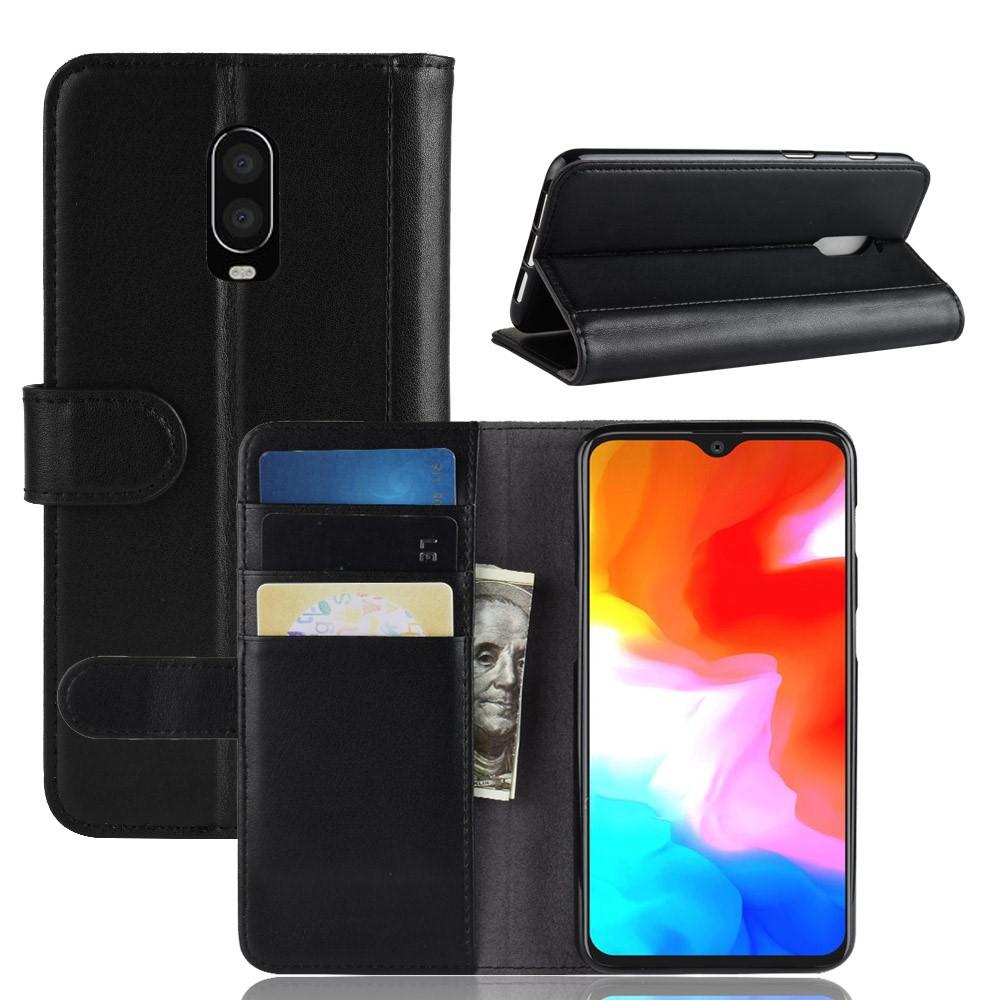 OnePlus 6T Genuine Leather Wallet Case Black