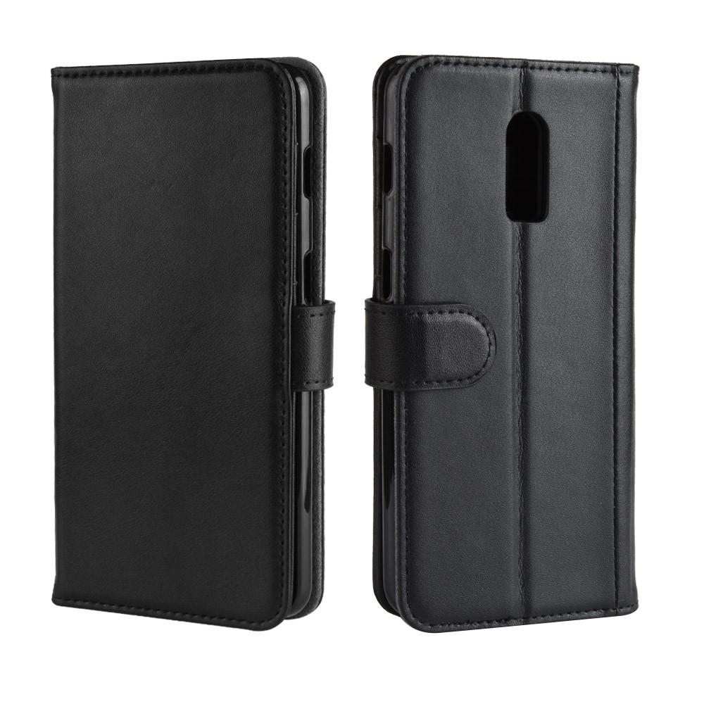 OnePlus 6T Genuine Leather Wallet Case Black