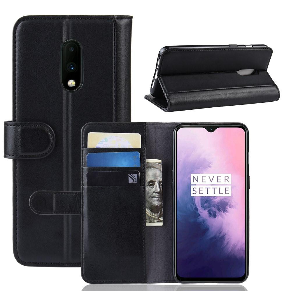 OnePlus 7 Genuine Leather Wallet Case Black