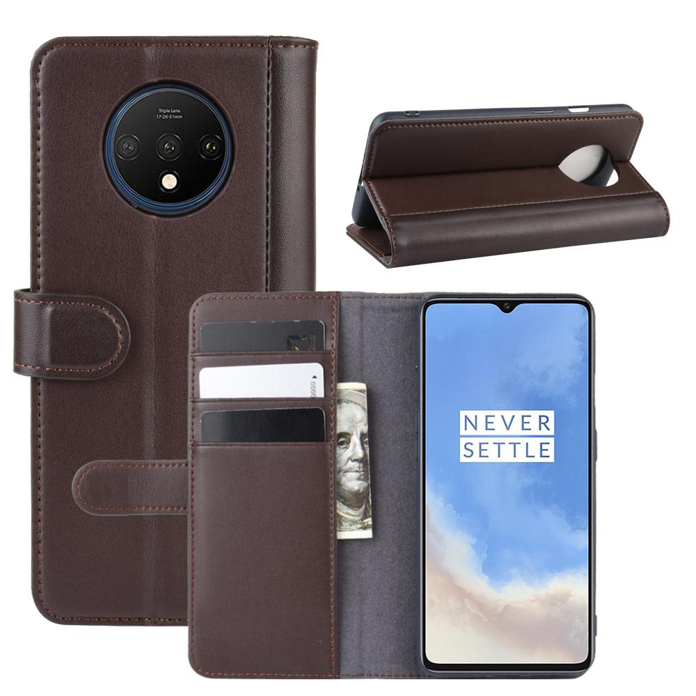 OnePlus 7T Genuine Leather Wallet Case Brown