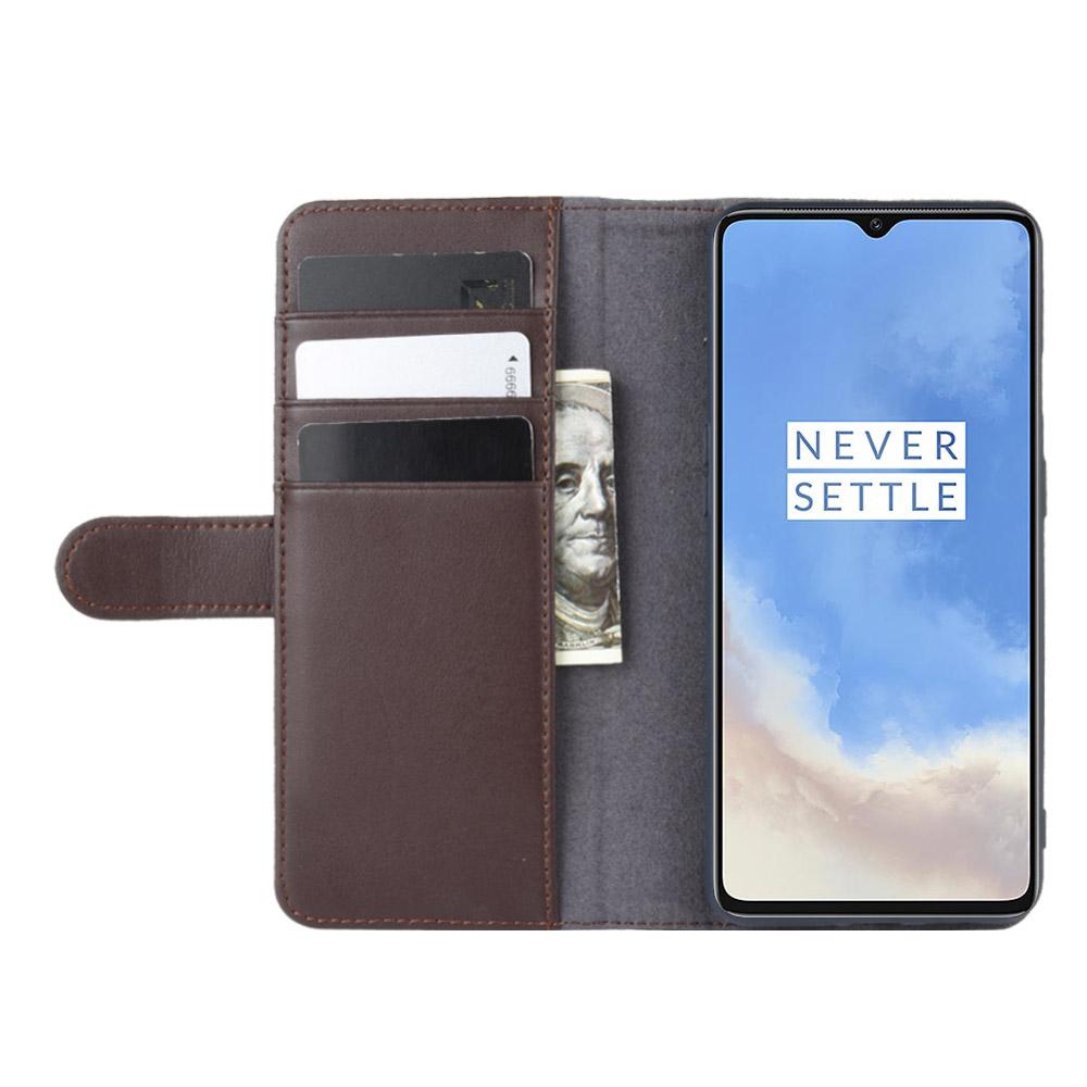 OnePlus 7T Genuine Leather Wallet Case Brown
