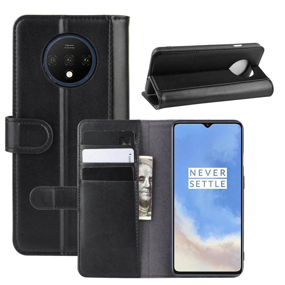 OnePlus 7T Genuine Leather Wallet Case Black