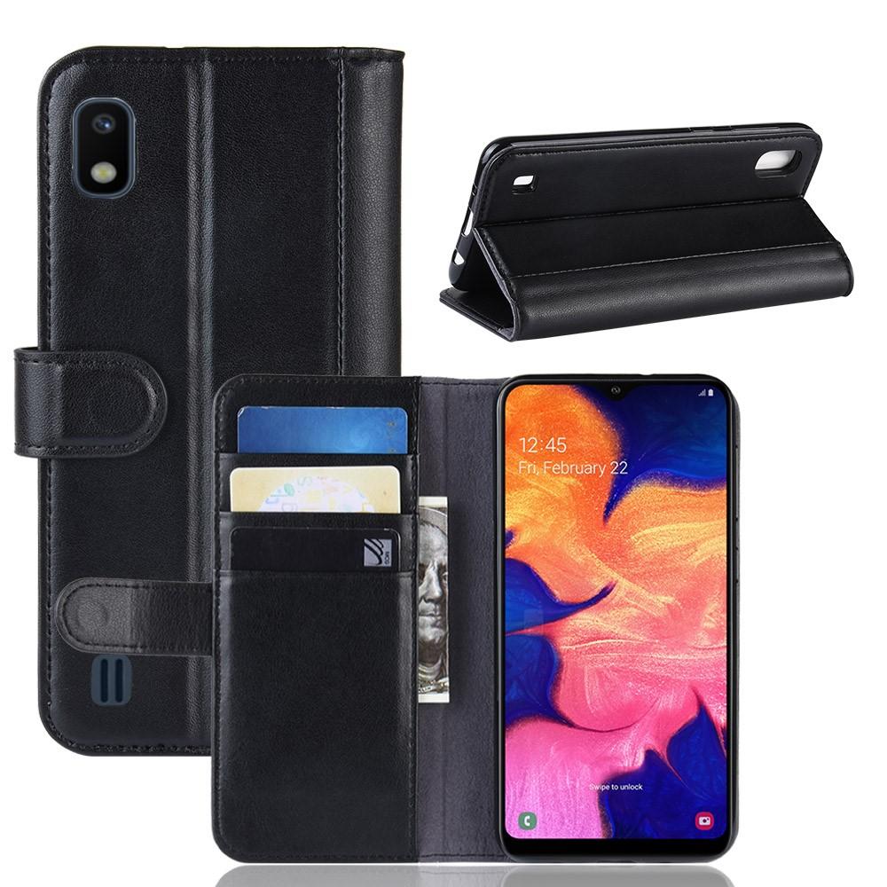 Samsung Galaxy A10 Genuine Leather Wallet Case Black