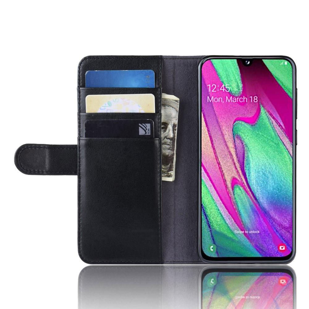 Samsung Galaxy A40 Genuine Leather Wallet Case Black