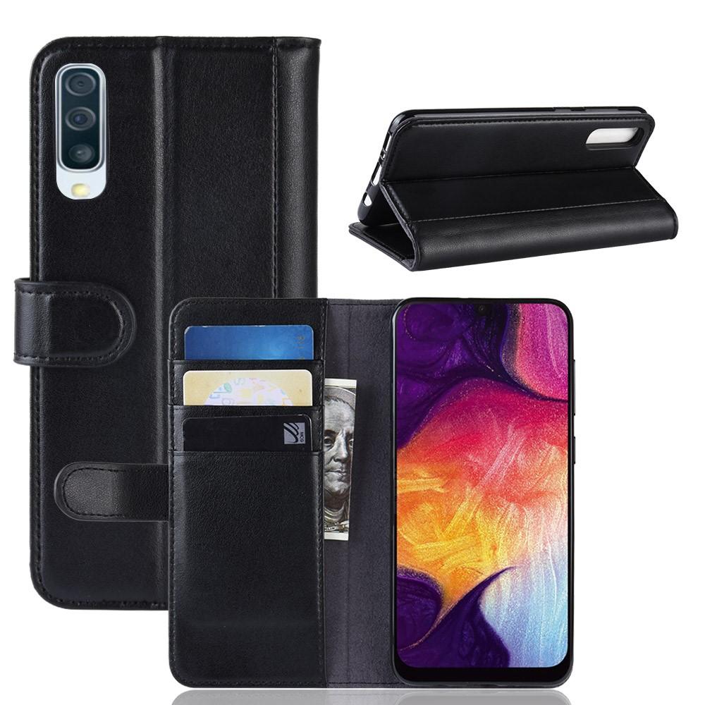 Samsung Galaxy A50 Genuine Leather Wallet Case Black