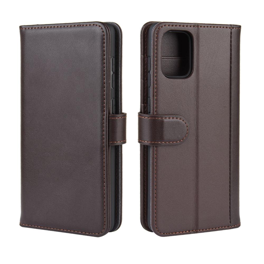 Samsung Galaxy A51 Genuine Leather Wallet Case Brown