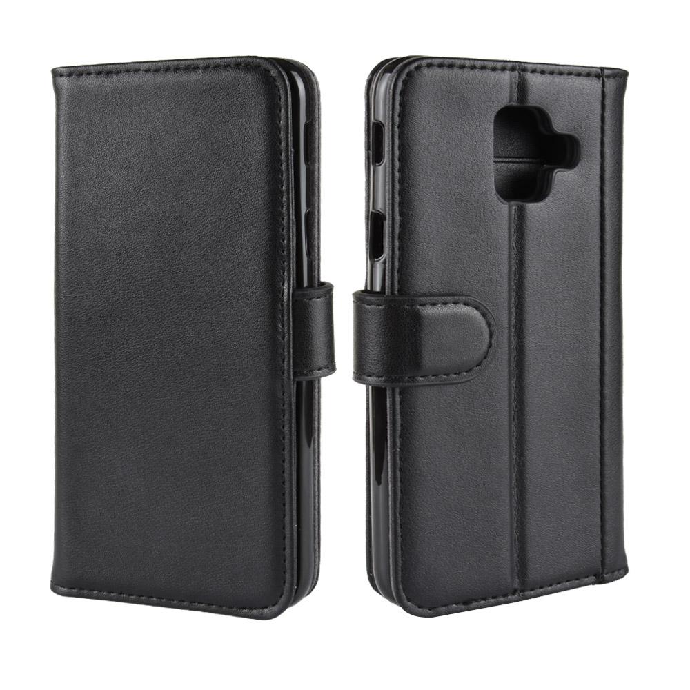 Samsung Galaxy A6 2018 Genuine Leather Wallet Case Black