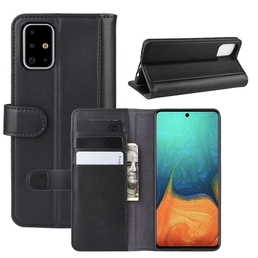 Samsung Galaxy A71 Genuine Leather Wallet Case Black