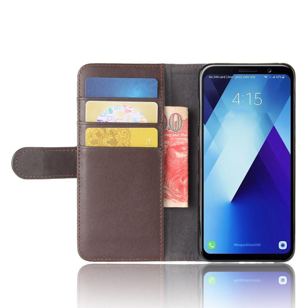 Samsung Galaxy A8 2018 Genuine Leather Wallet Case Brown