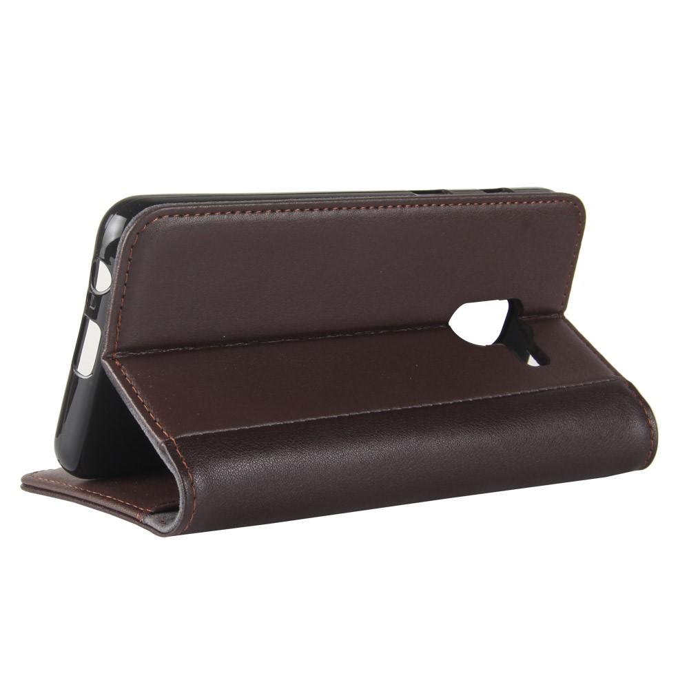 Samsung Galaxy A8 2018 Genuine Leather Wallet Case Brown