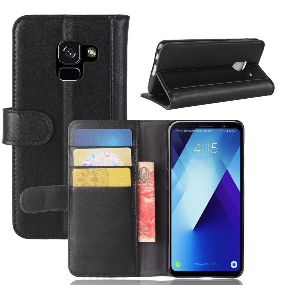 Samsung Galaxy A8 2018 Genuine Leather Wallet Case Black