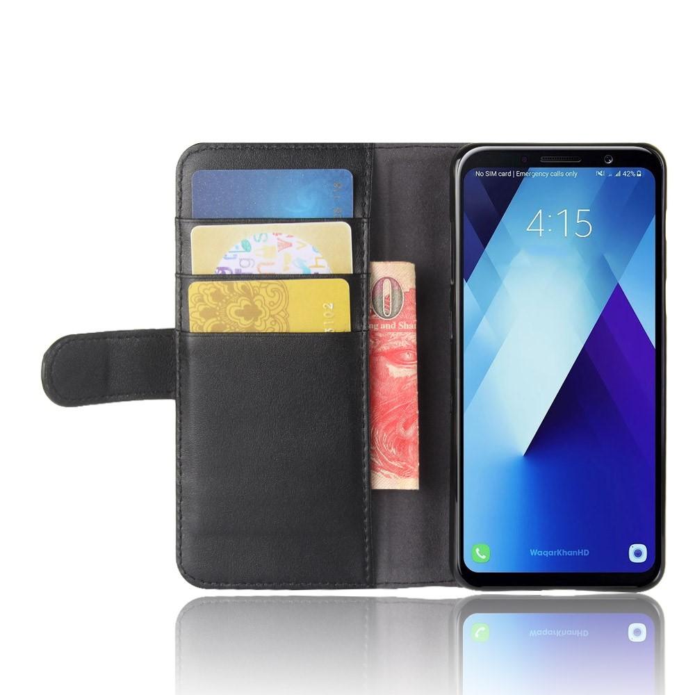 Samsung Galaxy A8 2018 Genuine Leather Wallet Case Black