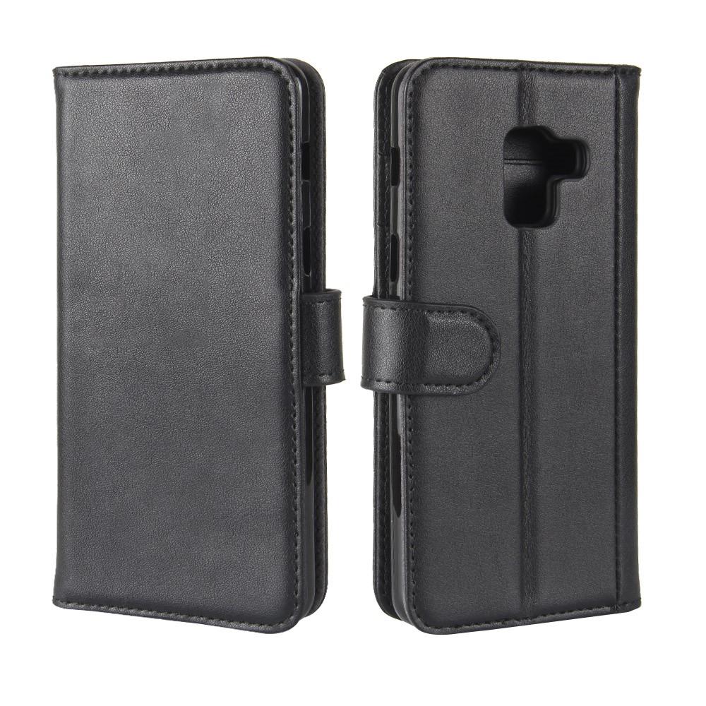 Samsung Galaxy A8 2018 Genuine Leather Wallet Case Black