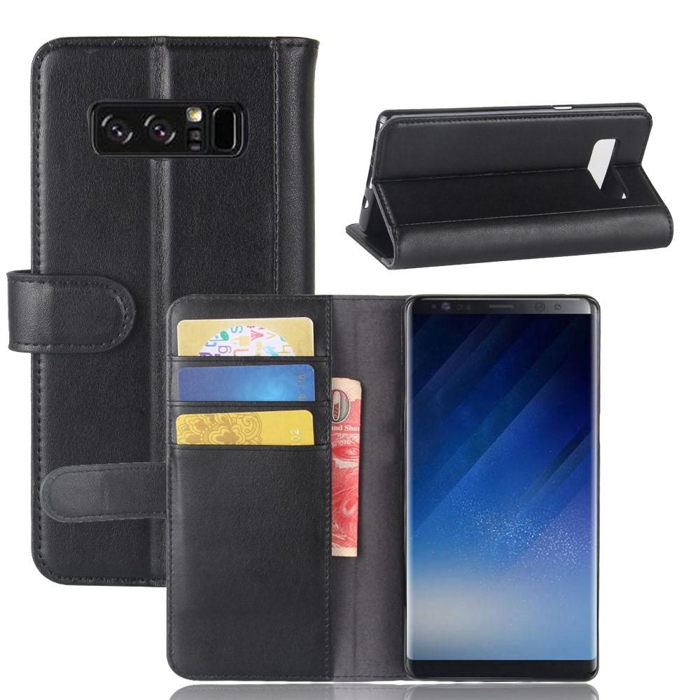 Samsung Galaxy Note 8 Genuine Leather Wallet Case Black