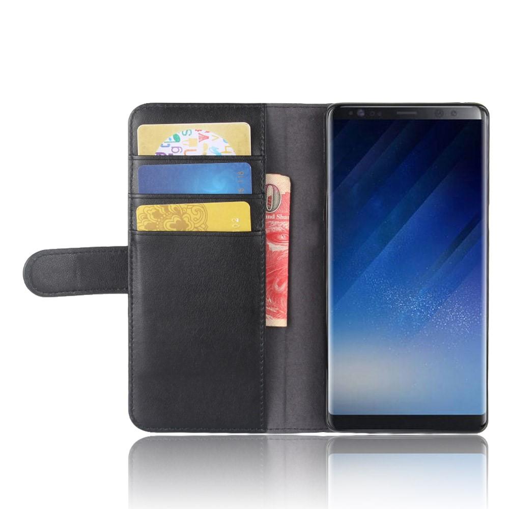 Samsung Galaxy Note 8 Genuine Leather Wallet Case Black