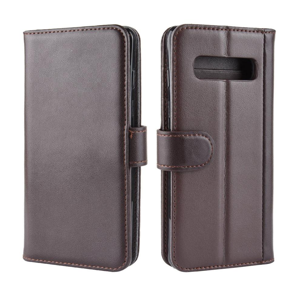 Samsung Galaxy S10 Genuine Leather Wallet Case Brown