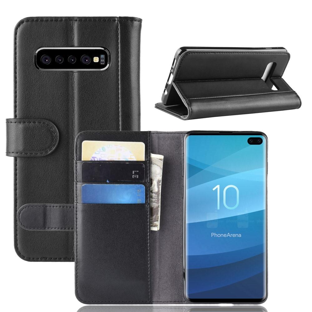 Samsung Galaxy S10 Plus Genuine Leather Wallet Case Black