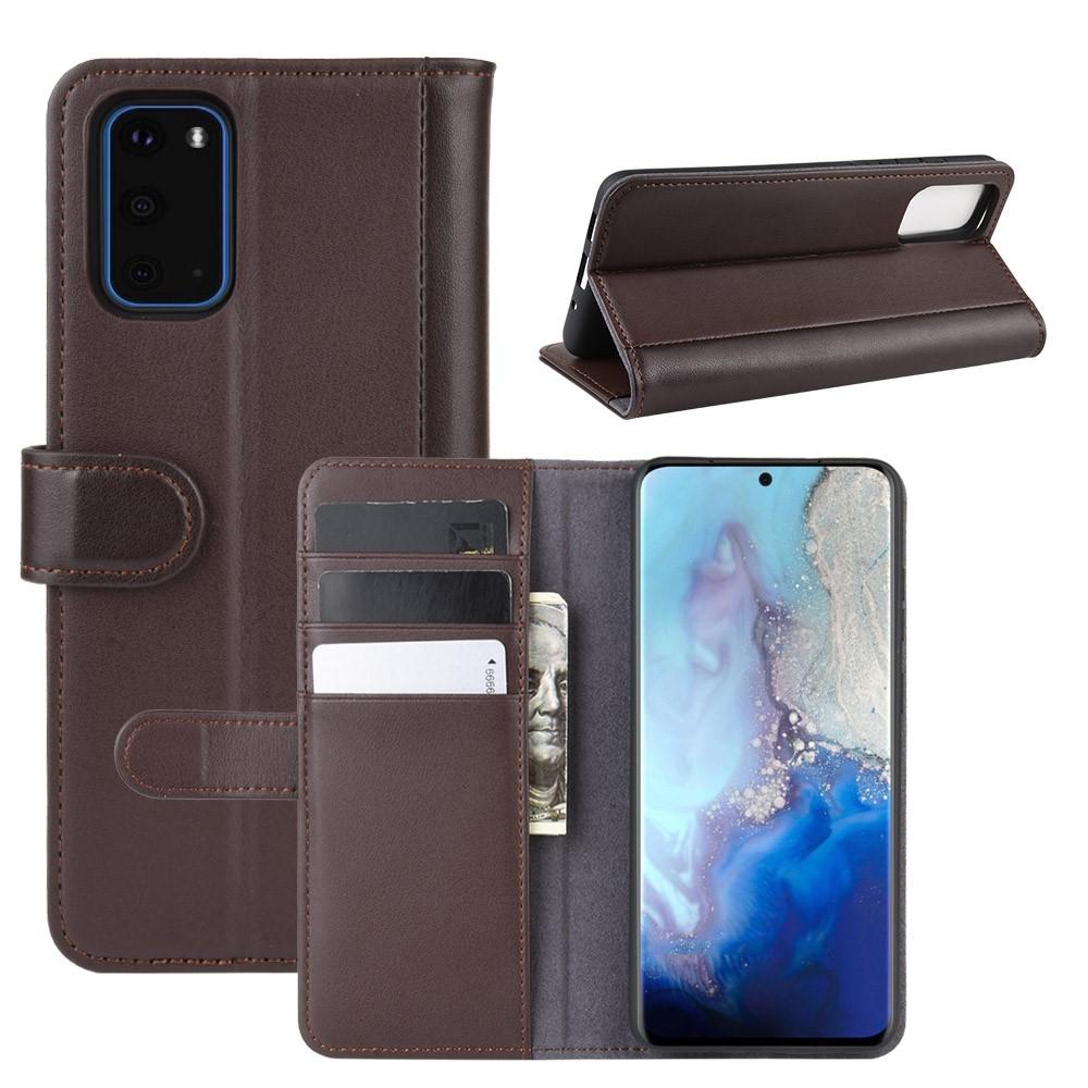 Samsung Galaxy S20 Genuine Leather Wallet Case Brown
