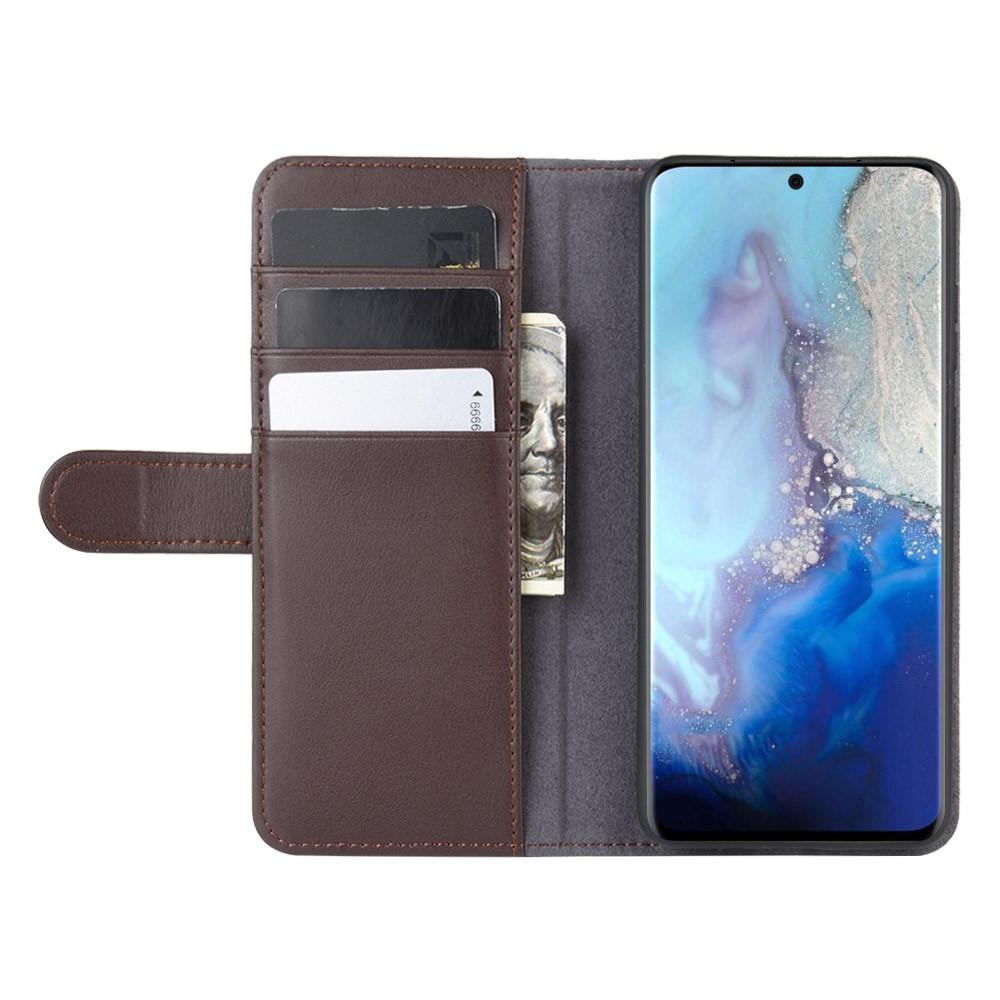 Samsung Galaxy S20 Genuine Leather Wallet Case Brown