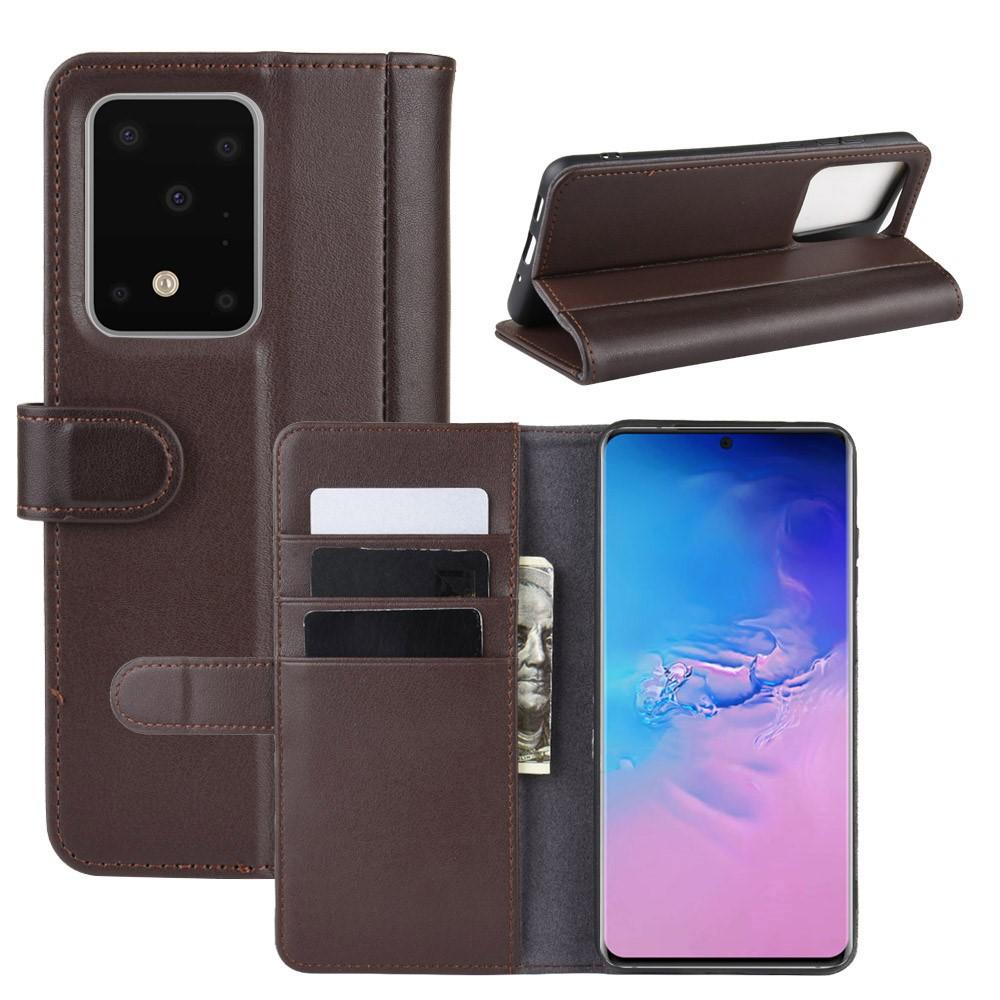 Samsung Galaxy S20 Ultra Genuine Leather Wallet Case Brown
