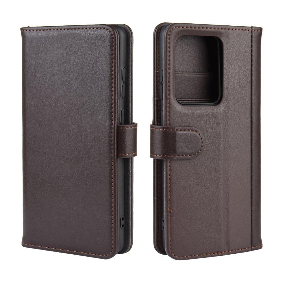 Samsung Galaxy S20 Ultra Genuine Leather Wallet Case Brown