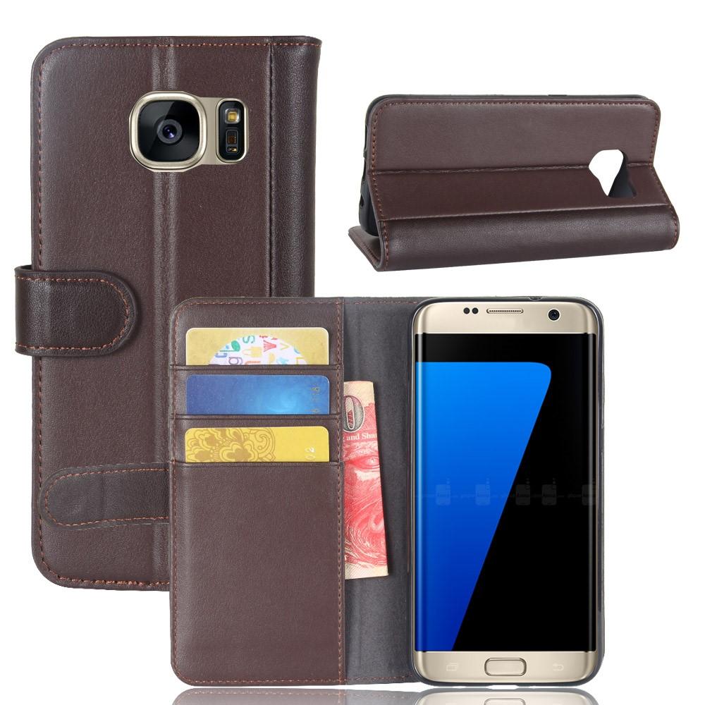 Samsung Galaxy S7 Edge Genuine Leather Wallet Case Brown