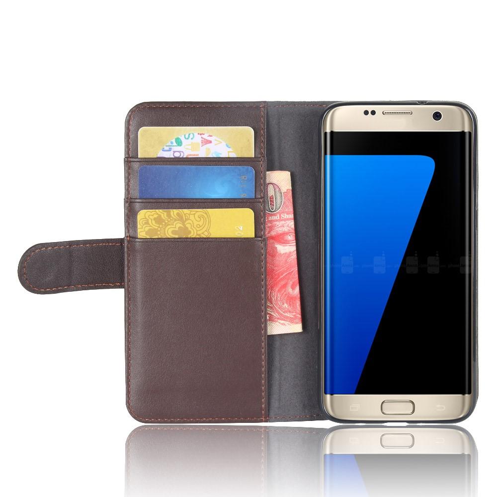 Samsung Galaxy S7 Edge Genuine Leather Wallet Case Brown
