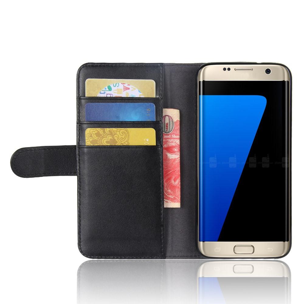 Samsung Galaxy S7 Edge Genuine Leather Wallet Case Black