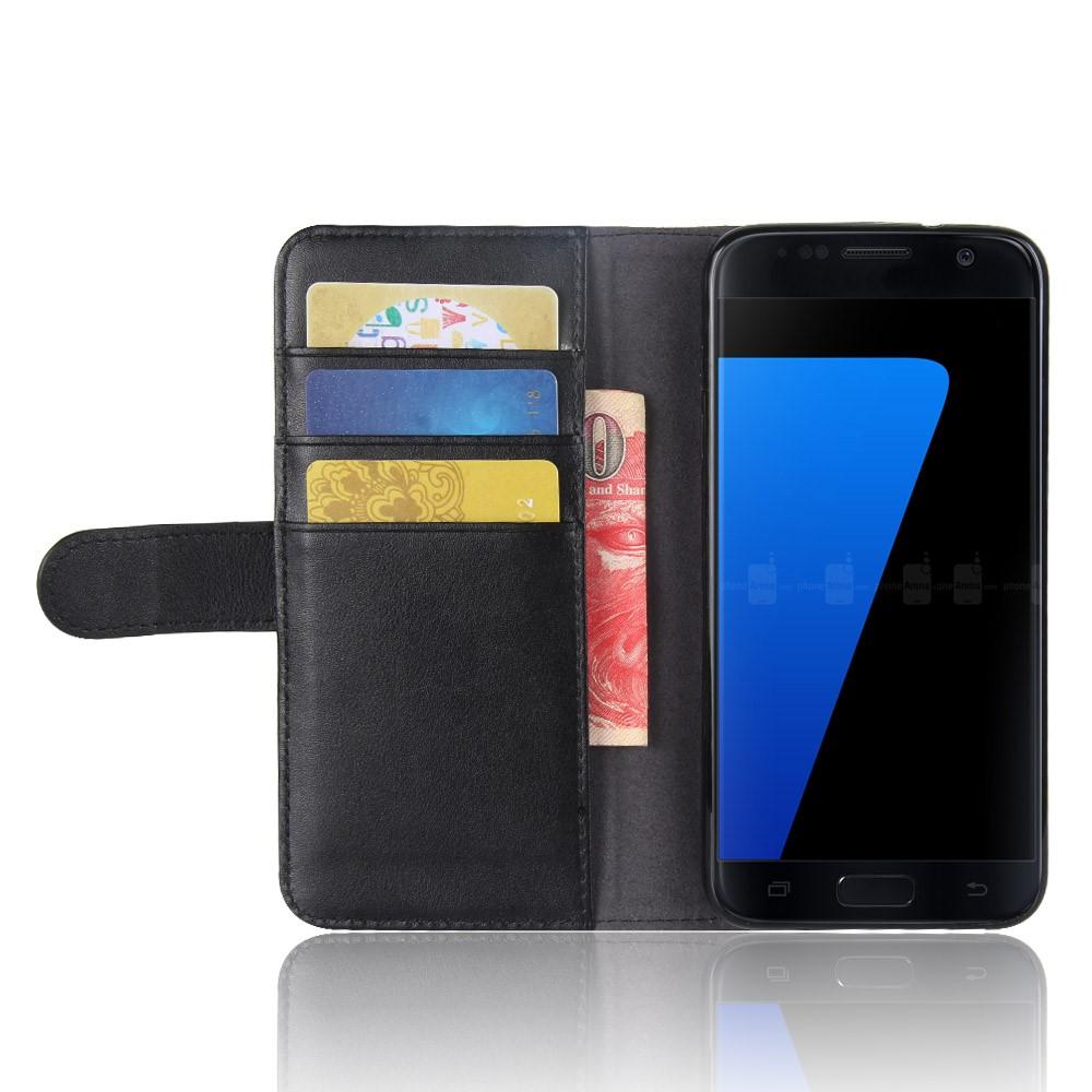 Samsung Galaxy S7 Genuine Leather Wallet Case Black