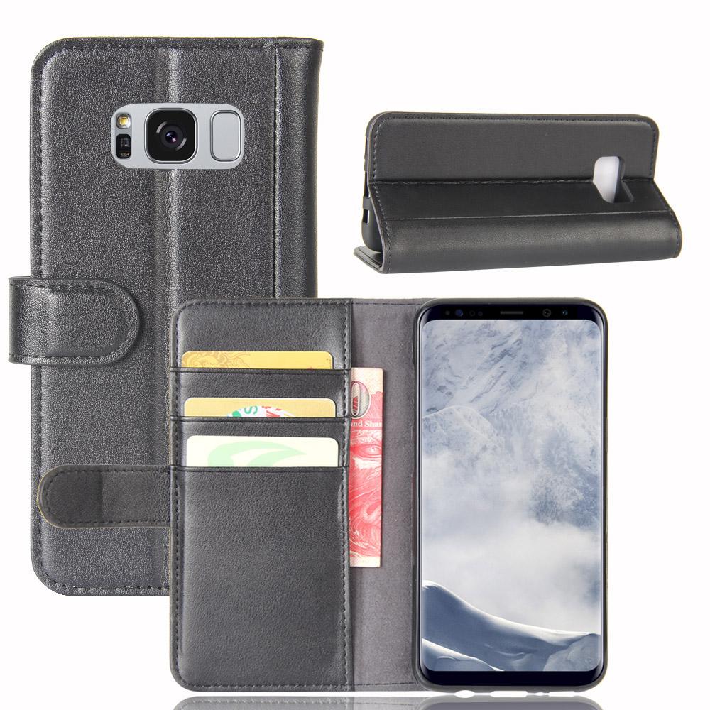 Samsung Galaxy S8 Plus Genuine Leather Wallet Case Black