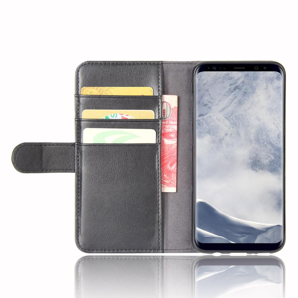 Samsung Galaxy S8 Plus Genuine Leather Wallet Case Black