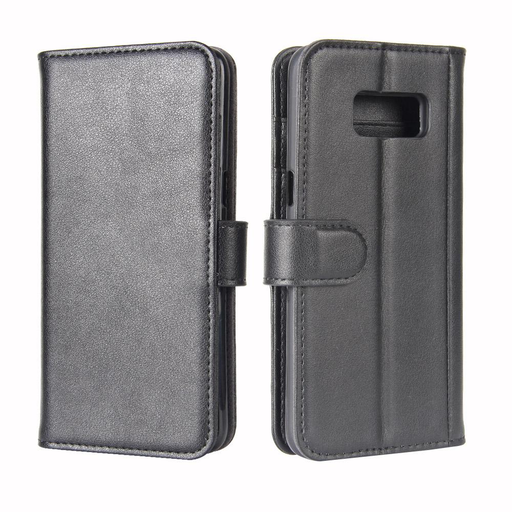Samsung Galaxy S8 Plus Genuine Leather Wallet Case Black