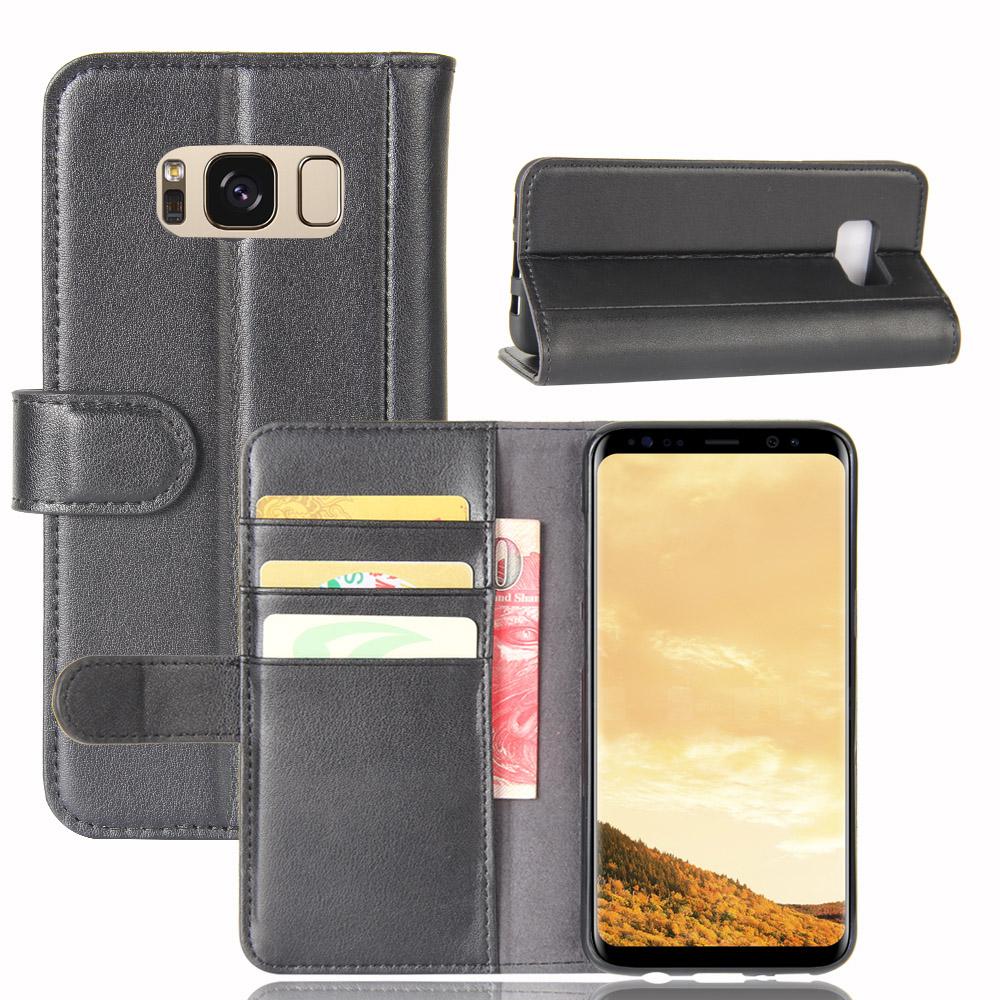 Samsung Galaxy S8 Genuine Leather Wallet Case Black