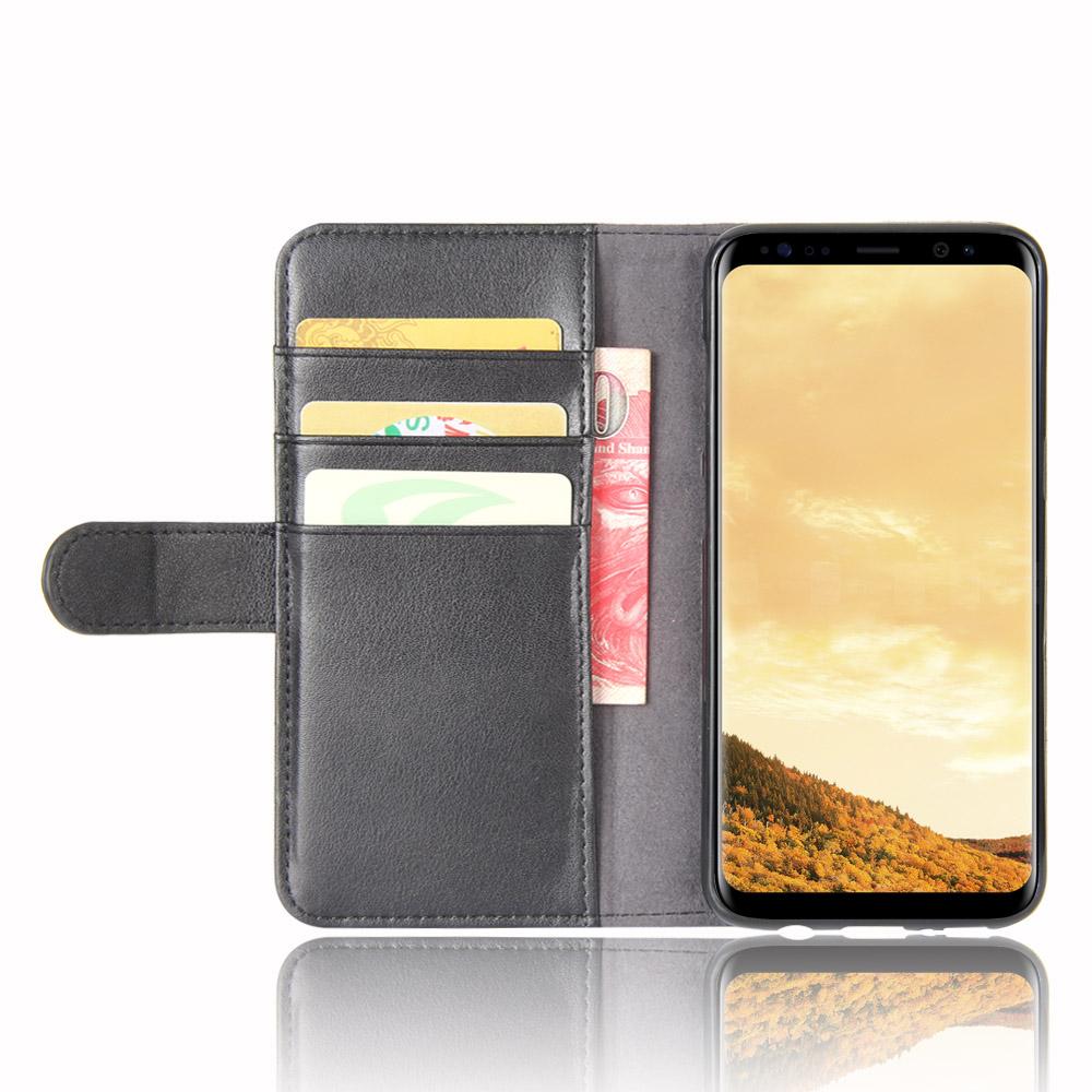 Samsung Galaxy S8 Genuine Leather Wallet Case Black