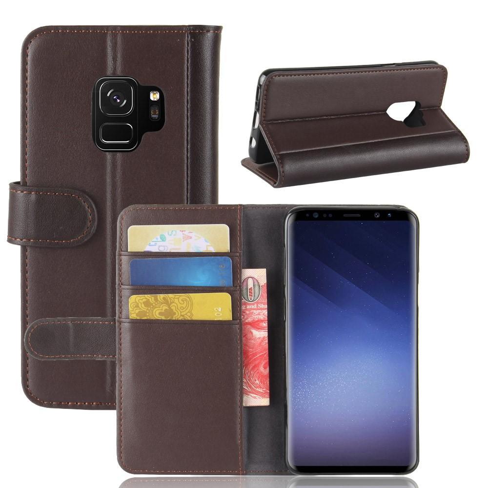 Samsung Galaxy S9 Genuine Leather Wallet Case Brown