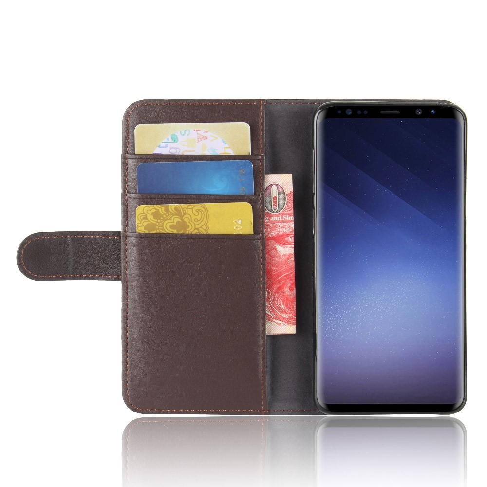 Samsung Galaxy S9 Genuine Leather Wallet Case Brown