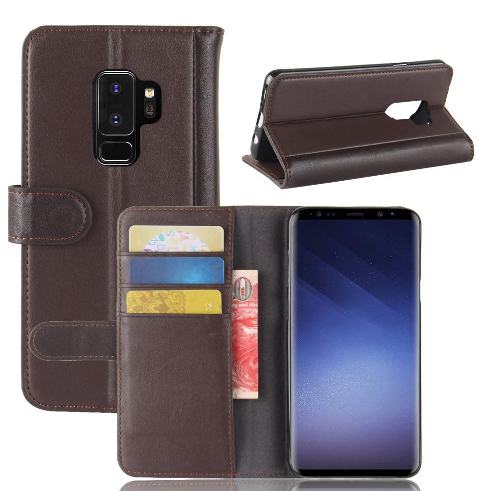 Samsung Galaxy S9 Plus Genuine Leather Wallet Case Brown